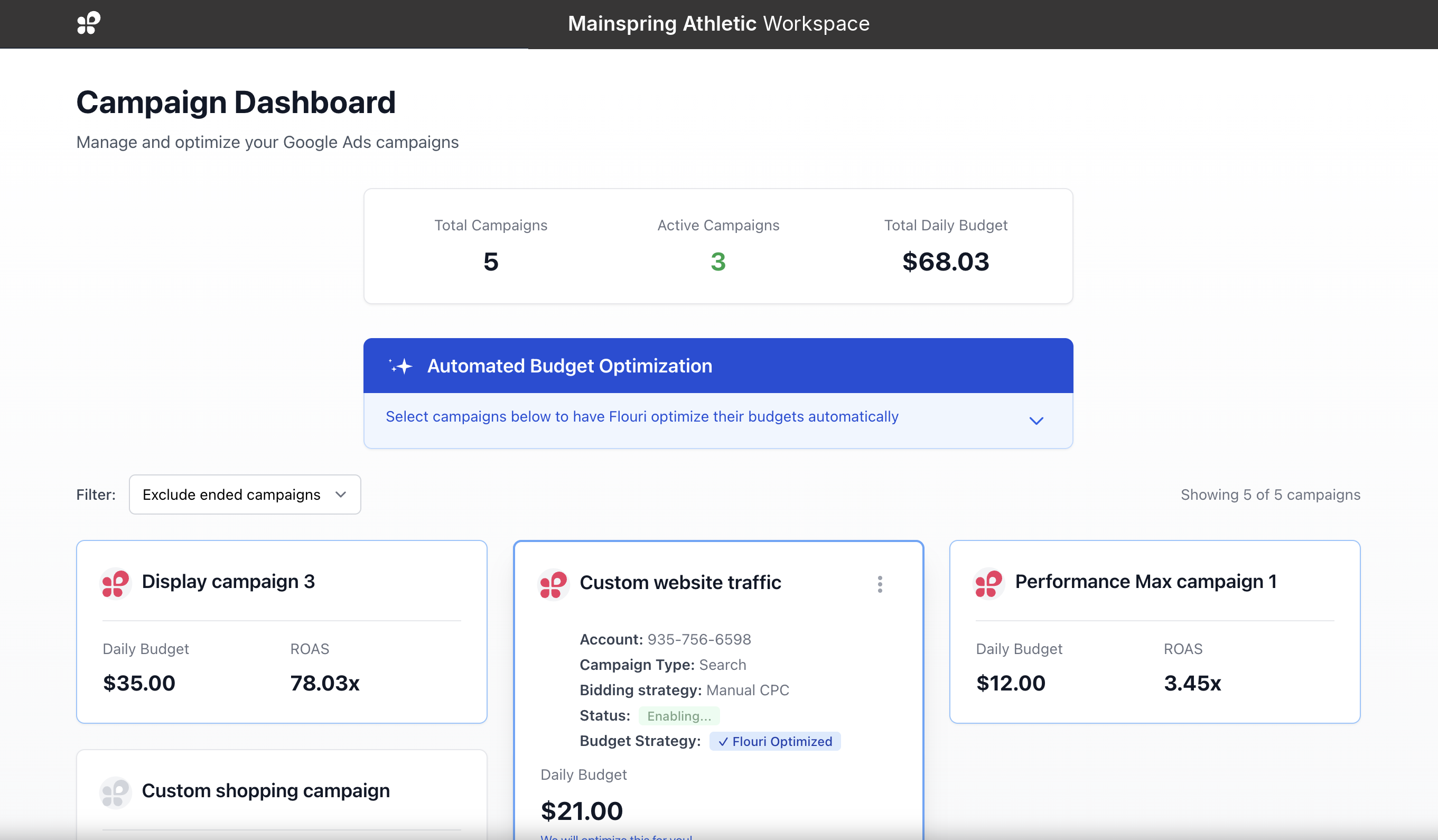 Mainspring Athletic Dashboard